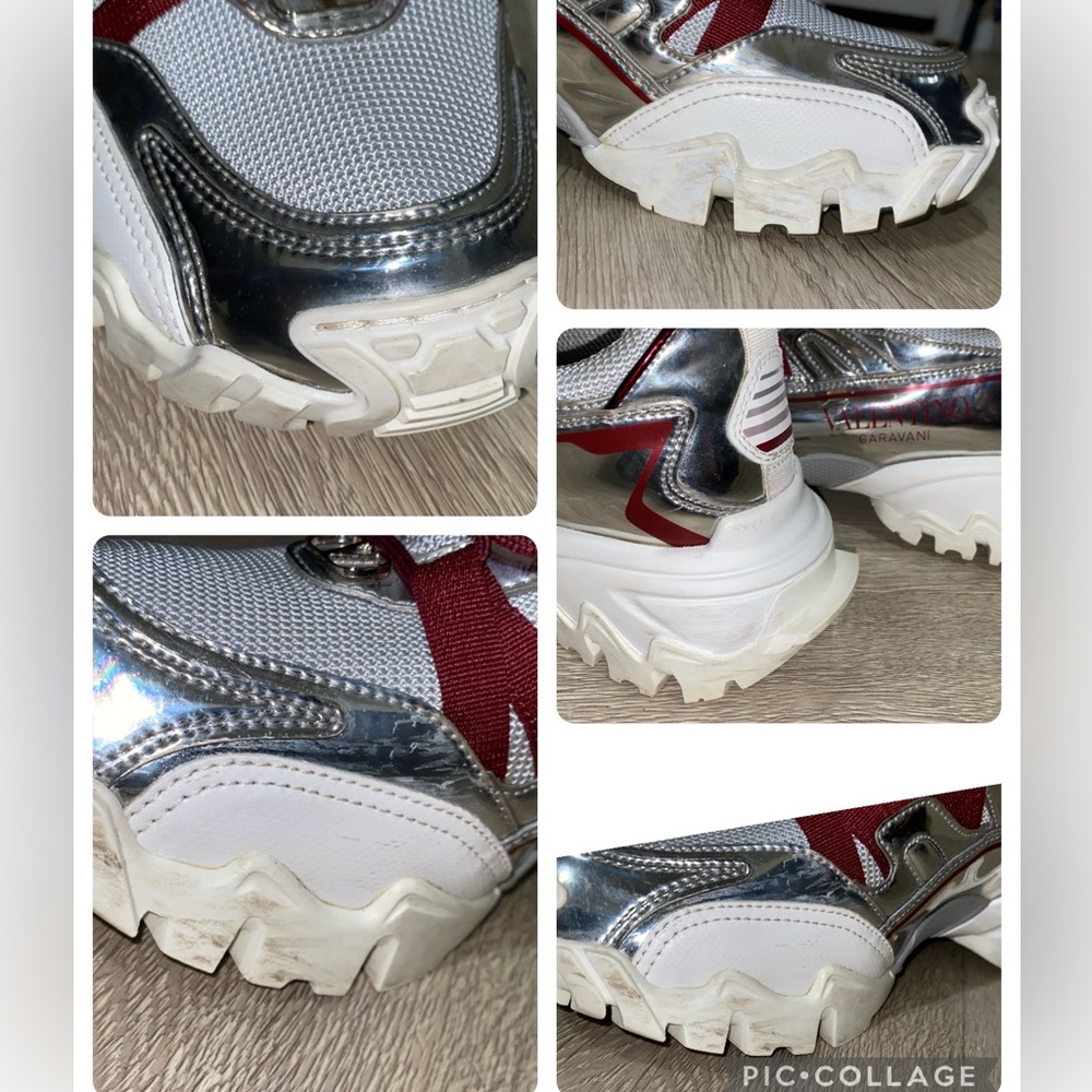 VALENTINO GARAVANI  Sneaker Climber Sliver/Burgundy EUR 38.5 USA W8-8.5 M 7-7.5 - Picture 6 of 16